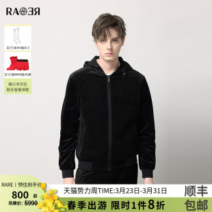 黑色丝绒连帽休闲百搭款 RARE威雅男装 男士 新款 棉服保暖外套 冬季