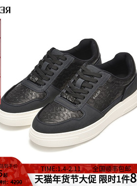 RARE威雅男鞋2025秋冬新款男士板鞋浮雕压印工艺牛皮革黑色休闲鞋