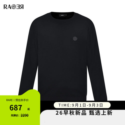 RARE威雅男装圆领长袖针织衫
