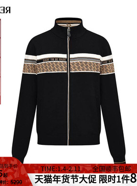 RARE威雅男装【绵羊毛】针织外套秋冬新款黑色立领拉链毛开衫