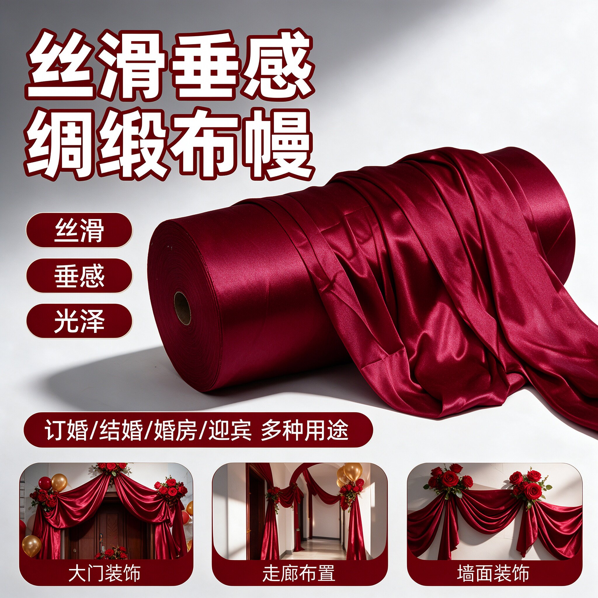 婚礼布置红色院子娘家喜庆装饰婚庆现场留影用品韩式喜事背景布