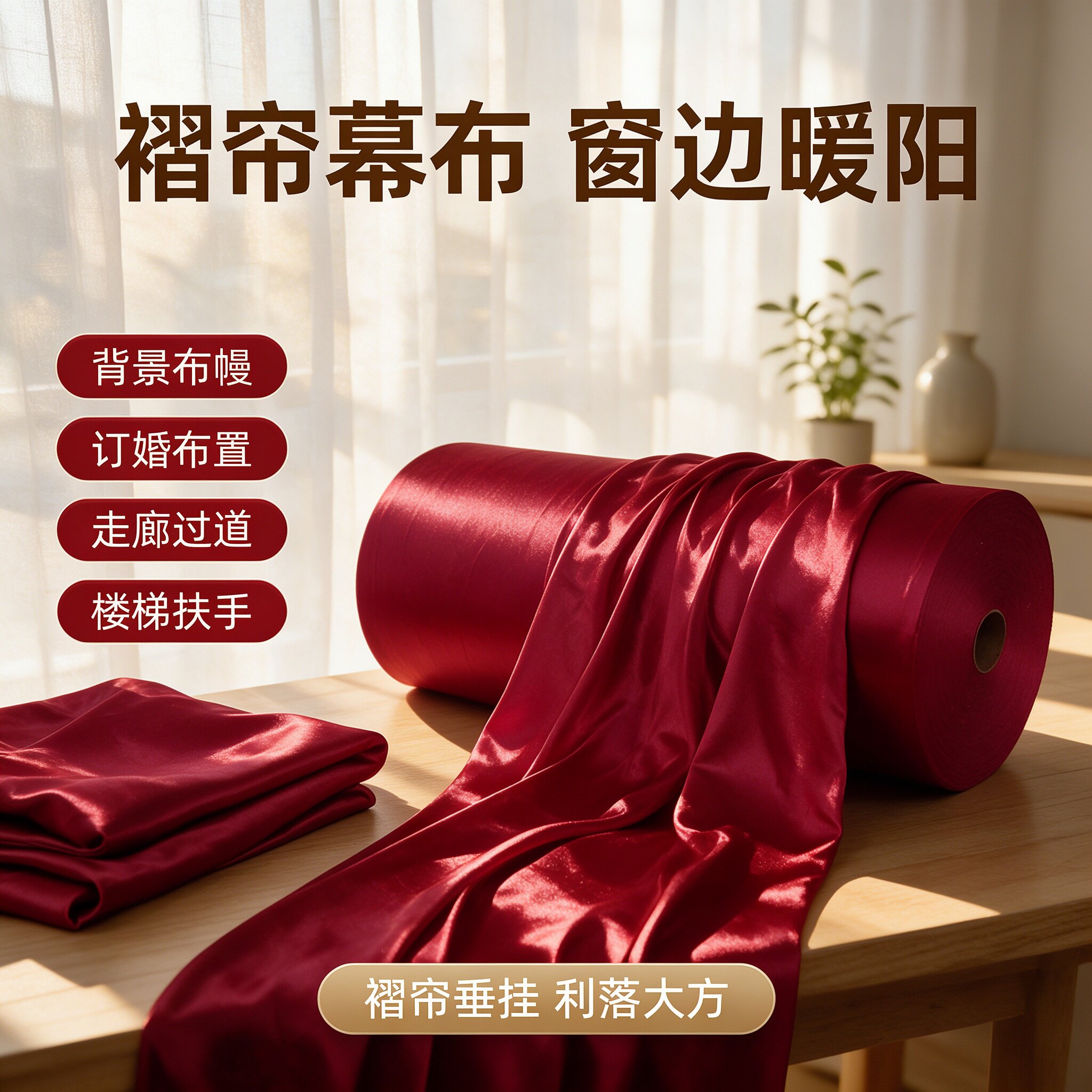 吊顶帷幔场景婚礼墙面婚庆现场迎宾楼梯红色喜庆套装婚房新房纱幔