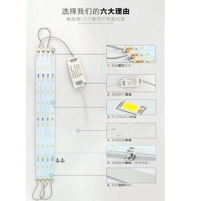 灯带led灯条长条形灯板三色变光客厅吸顶灯替换灯芯贴片灯盘家用