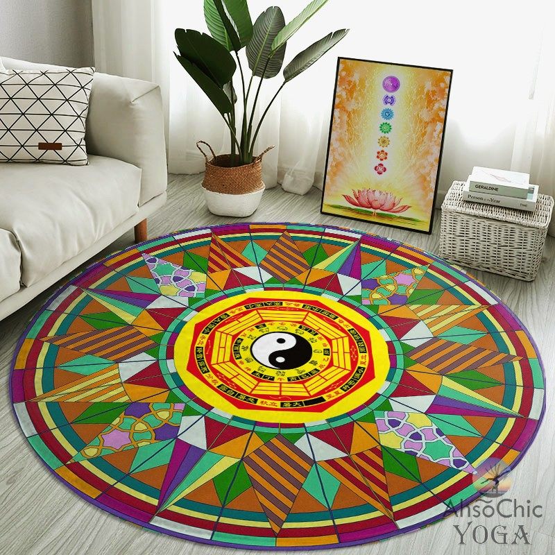 道家阴阳八卦太极禅修打坐冥想垫踏罡地垫圆形瑜伽垫家用健身地毯