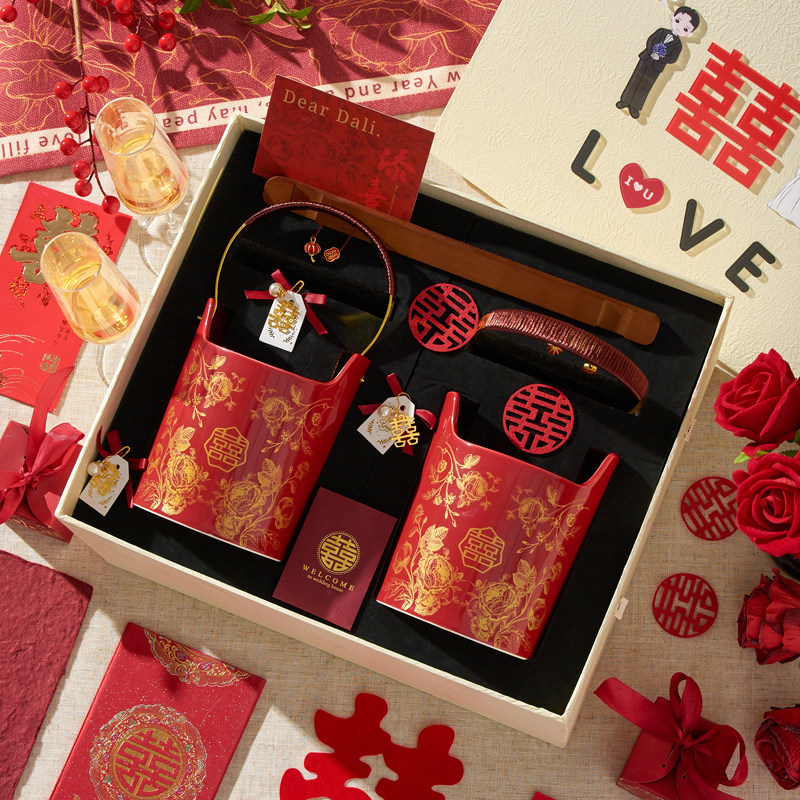 女方陪嫁结婚用品子孙桶婚礼高档新婚礼物物品红色喜桶婚庆嫁妆