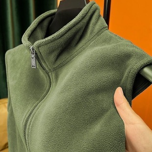 坎肩夹克摇粒绒立领卫衣男装 加绒加厚无袖 保暖秋冬季 背心马甲男士