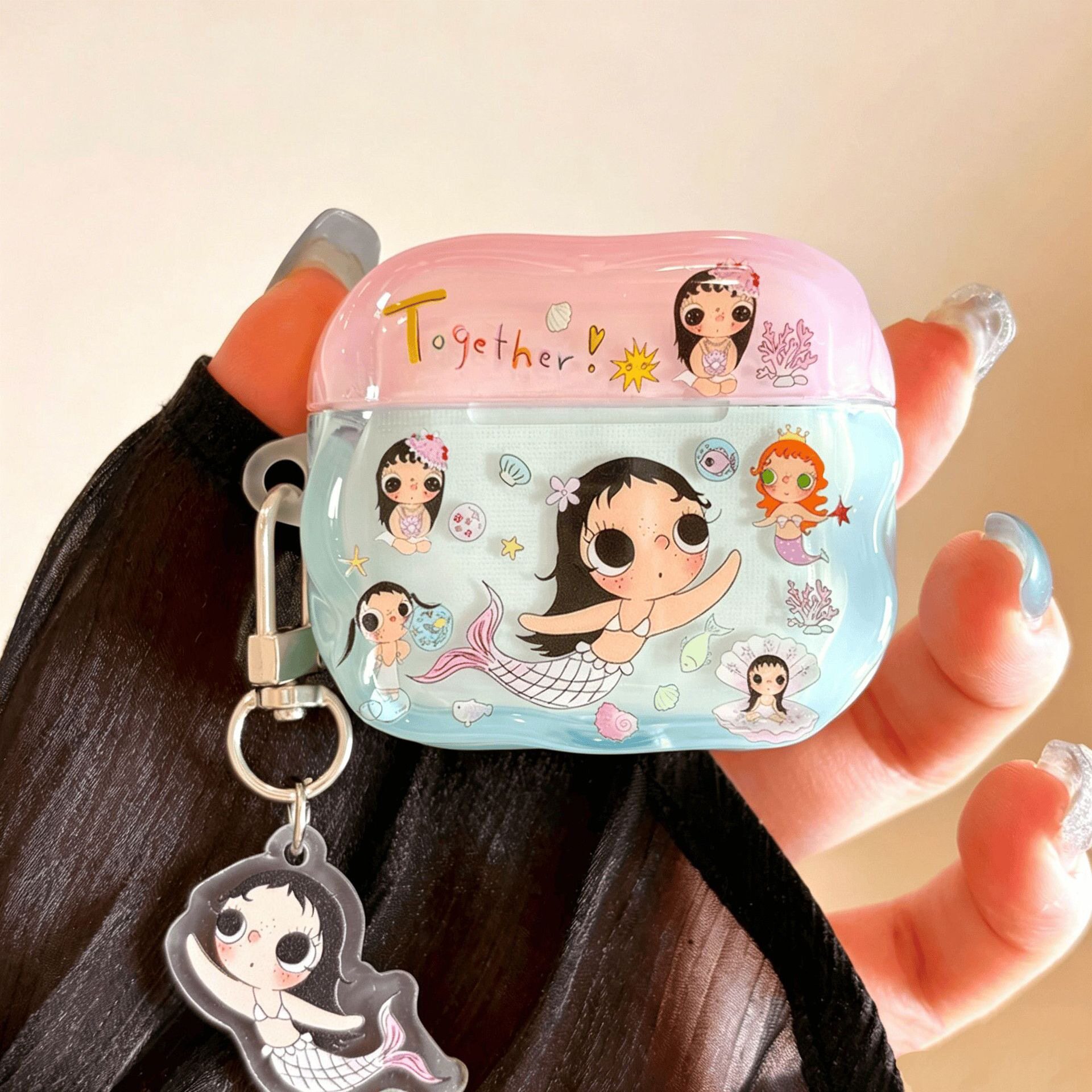 卡通美人鱼airpods4保护套airpodspro2苹果耳机壳airpods3无限蓝牙耳机保护壳airpodspro3