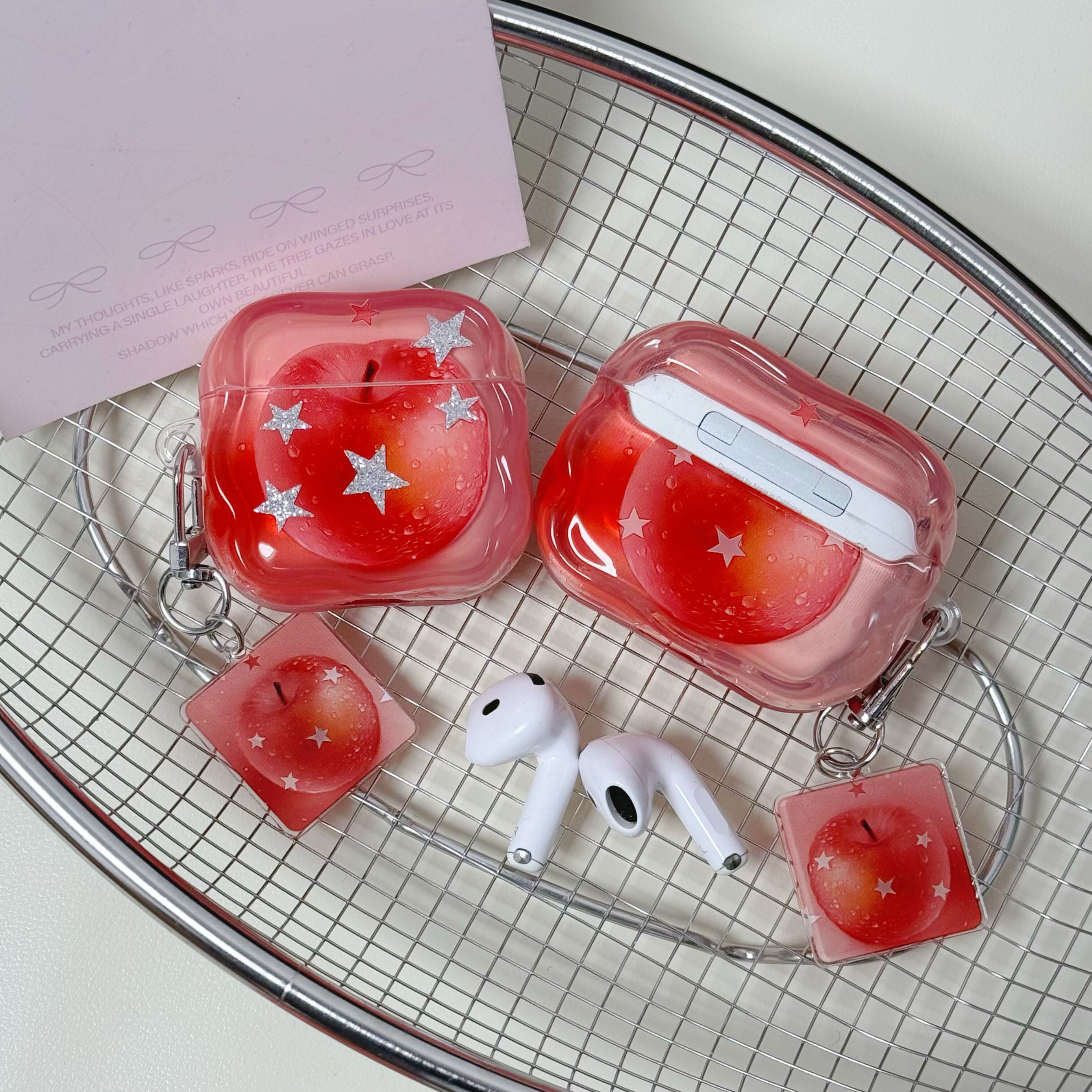 ins个性韩系小苹果波浪边airpods4保护套airpod3适用pro耳机壳二代无线蓝牙第三代aipods2airpodpro四代5软