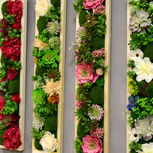 相框挂饰餐厅鹿头壁挂墙饰仿真绿植墙面植物多肉装饰假花墙壁酒店