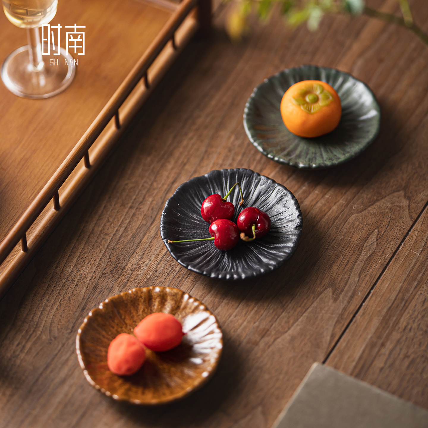 中式迷你陶瓷茶点盘下午茶甜品盘小吃碟茶道零食盘水果点心盘子