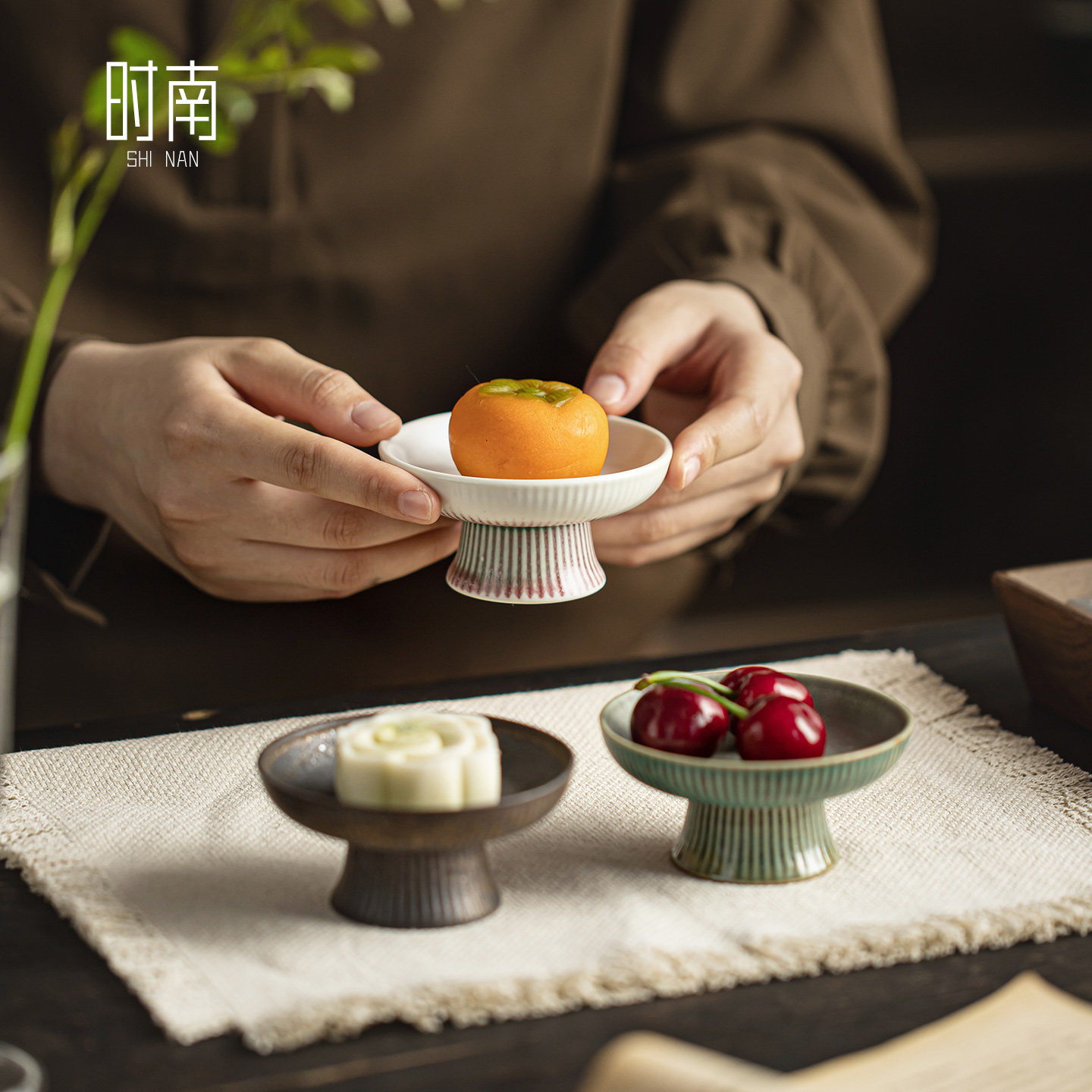 中式精致小号高脚茶点盘、点心盘