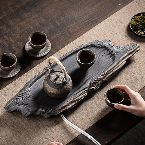 复古枯木陶瓷干泡茶盘