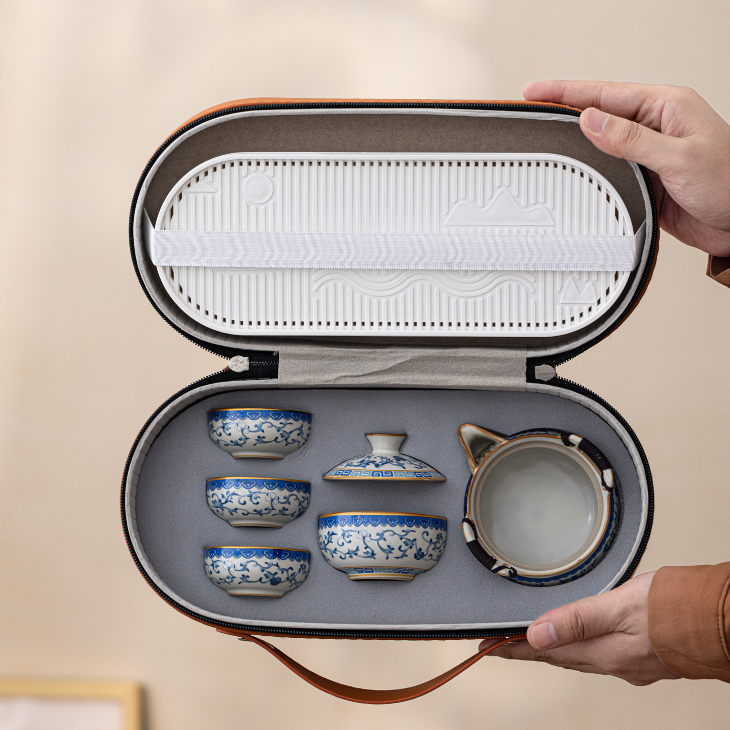 汝窑便携式旅行茶具小套装户外露营快客杯手抓泡茶壶一壶四杯定制,餐饮具,旅行茶具,淘宝优惠券,粉丝福利购,淘宝优惠卷