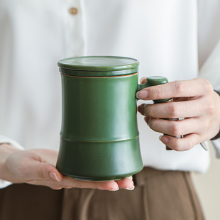 节节高升陶瓷茶水分离泡茶杯子办公喝水杯带盖过滤马克杯礼盒定制