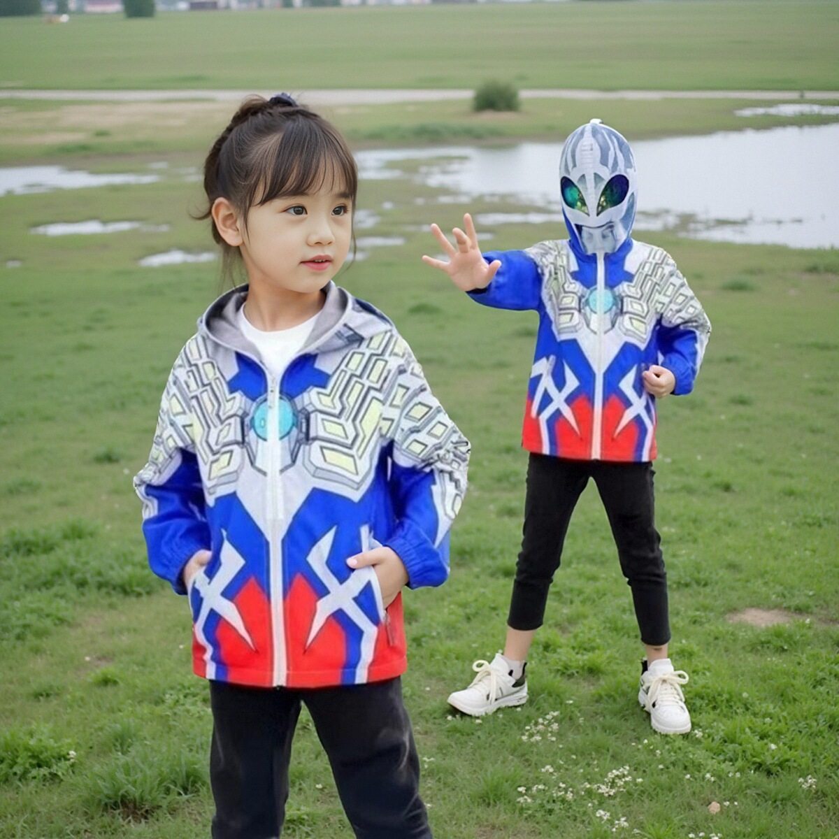 2025春秋女童赛罗奥特曼发光外套儿童薄款男童冲锋衣迪迦连帽上衣