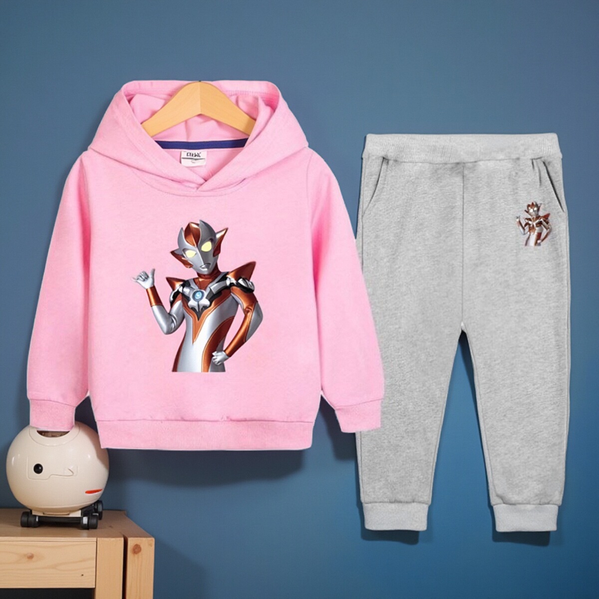 女童格丽乔奥特曼衣服连帽卫衣套装儿童女宝宝纯棉两件套春秋装潮