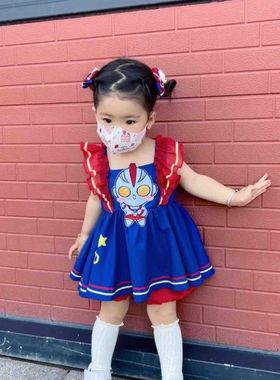 女童奥特曼发光裙子公主裙女宝宝公主风礼服洛丽塔亮灯女孩演出服