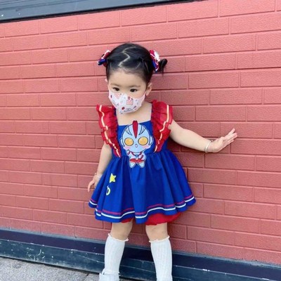 女童奥特曼发光裙子公主裙女宝宝公主风礼服洛丽塔亮灯女孩演出服