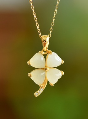 S925银和田玉白玉天使玉石吊坠挂件锁骨项链时尚气质女款玉坠