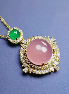 天然冰粉玉髓圆形锁骨项链吊坠挂件时尚简约百搭女款玛瑙玉坠项链