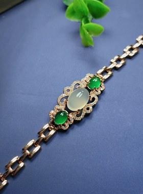 天然冰种玉髓镶嵌手牌上新女士款时尚简约百搭手链手串手饰品