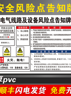 电气线路安全风险点告知牌卡机械设备注塑机空压机警示牌工厂生产车间仓库有限受限空间职业危害告示标识牌