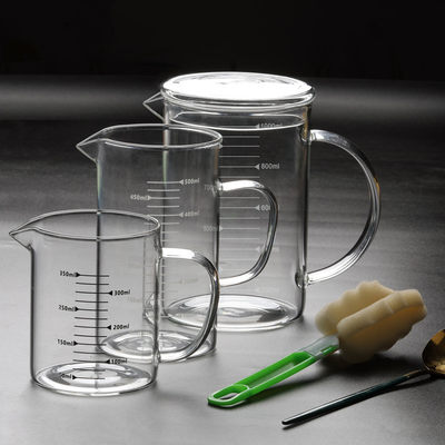 加厚玻璃量杯带刻度家用耐热厨房烘焙玻璃儿童牛奶杯带把可微波炉