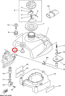 9)翟墨雅马哈舷外机船外挂机橡皮艇冲锋舟内油箱衬套90387-06176