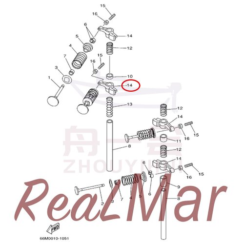 气门摇臂 舷外机雅马哈百胜海的航凯翟墨 15马力 66M-12151-10