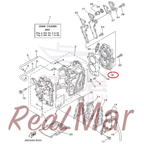气缸盖 舷外机雅马哈百胜的航凯翟墨 18/20马力 6B4-11111-00-1S
