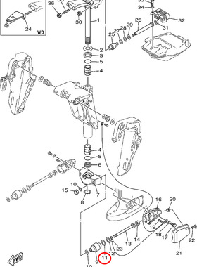 11)2冲60匹下减振器橡胶垫翟墨雅马哈舷外机船外挂机190202-25M04