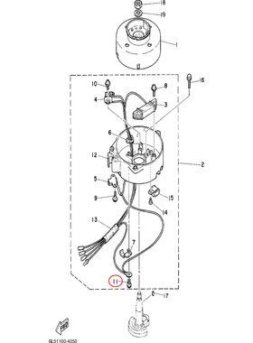 11)翟墨雅马哈舷外机船外橡皮艇冲锋舟十字槽盘头螺钉90159-04035