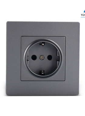 灰色CE欧标欧规插座86型德插16A墙壁插座wall switch 单双控250V