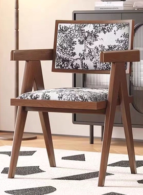 法式复古风餐椅家用餐厅现代轻奢椅子网红设计师款中古昌迪加尔椅