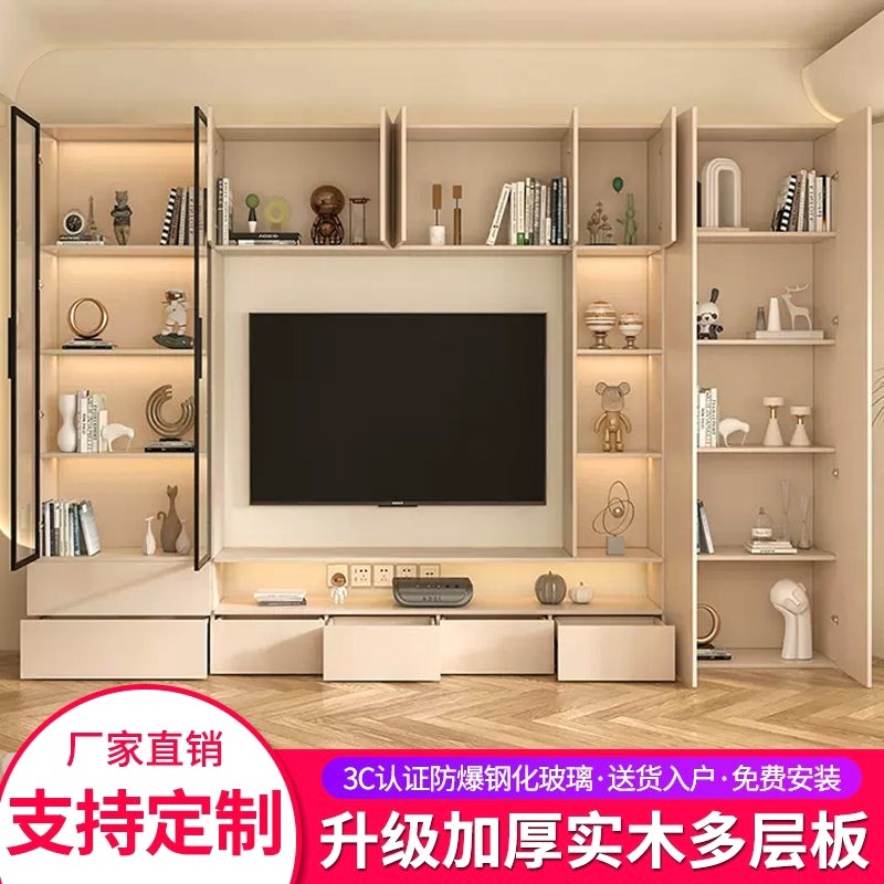 电视柜一体组合轻奢背景