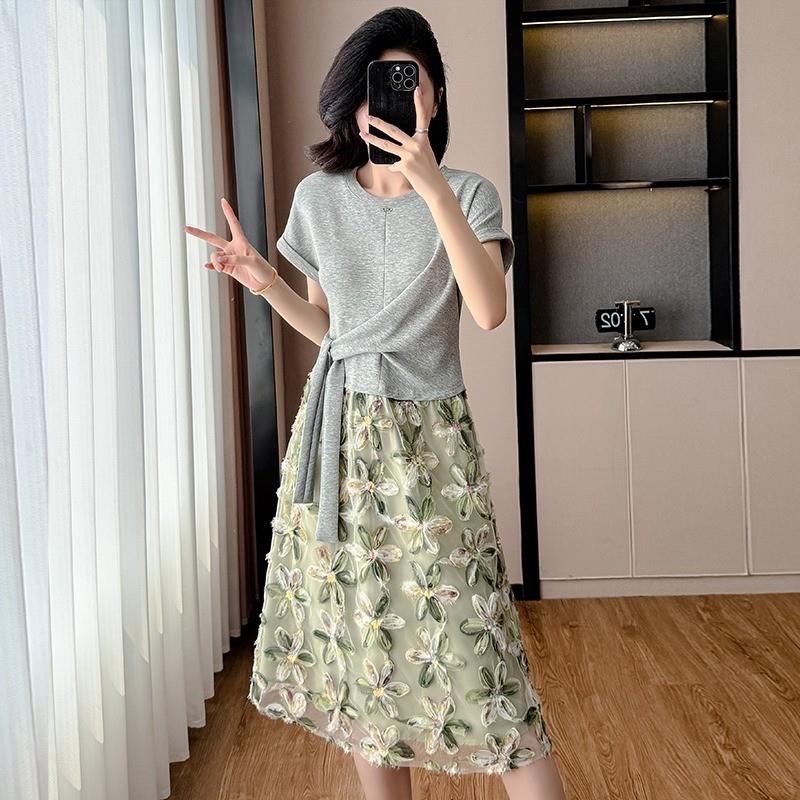 KATTERLLG轻奢法式别致气质长袖拼接连衣裙女装夏季新款高级感碎