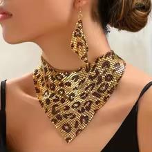 金属亮片三角巾项链套装宴会饰品流苏百搭necklace jewelry women