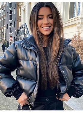 2024Winter women coat Warm thick leather Parkas femme jacket