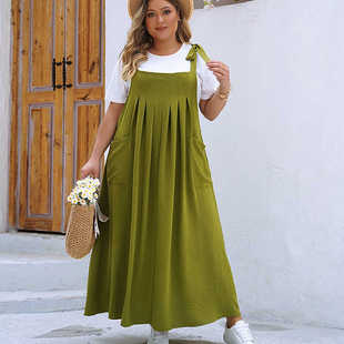 Women Stylish Solid Summer Suspender Size Color Dresses Plus