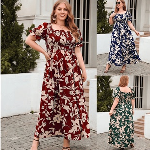 casual Women vacation dress elegant Big Bohemian size