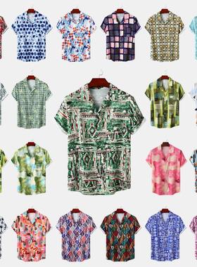 Men's Hawaiian beach wear shirt short sleeve floral loose sh