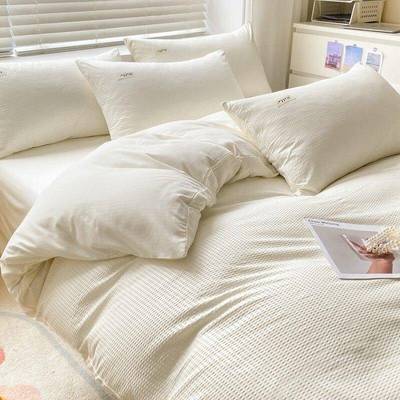 100% Cotton Waffle Duvet Cover Set BedSheet Bedding Bedcover