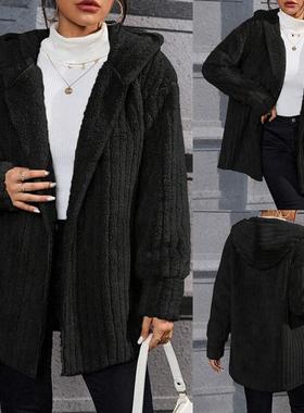 Plus size women hooded jacket L-5XL fat lady woolen coat外套