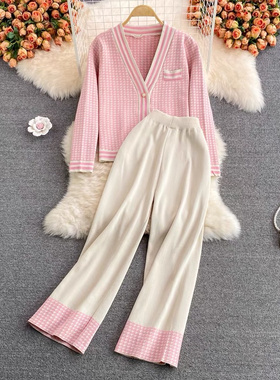 2022Autumn winter fashion two piece set women knit suit 套装