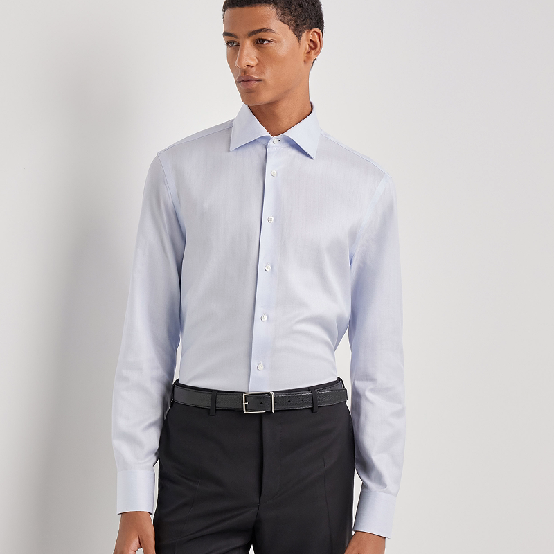 【25秋冬系列】CANALI康纳利Impeccabile浅蓝色棉质男士修身衬衫