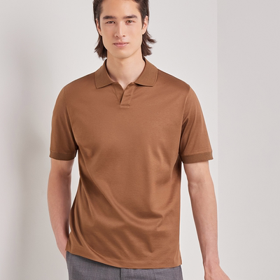 【26春夏新品】CANALI康纳利棉桑蚕丝混纺针织细节男士短袖Polo衫