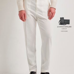 工装 CANALI康纳利牛奶白棉和羊绒混纺男士 长裤 26春夏新品