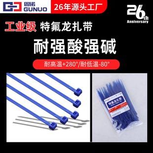 固诺特氟龙扎带铁氟龙工业级耐强酸强碱耐高低温捆绑带抗辐射扎带
