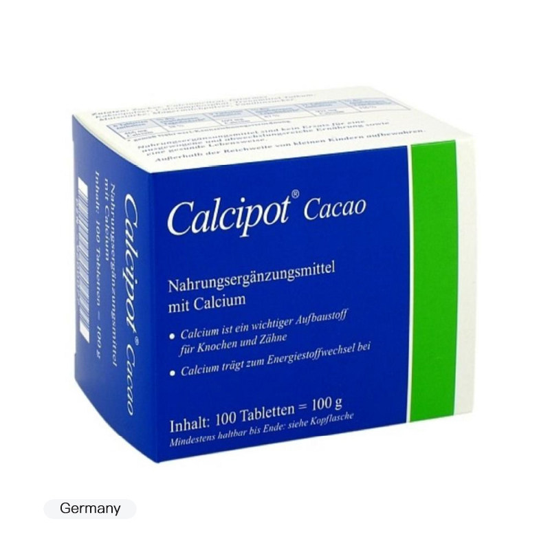calcipot 儿童青少年成人柠檬酸钙咀嚼片 可可口味 100片【欧洲直