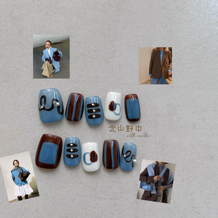 去山野中NAIL手工甲片小红书小众ins夏日海盐可露丽设计感穿戴甲